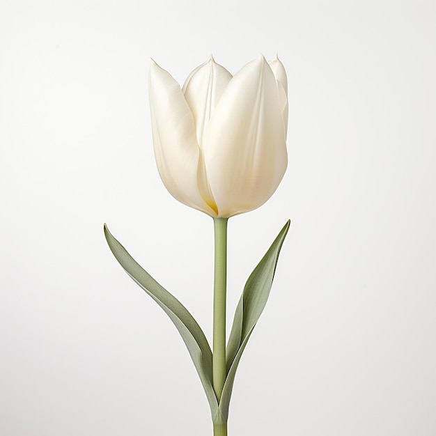 Foto tulipano bianco su sfondo bianco ia generativa