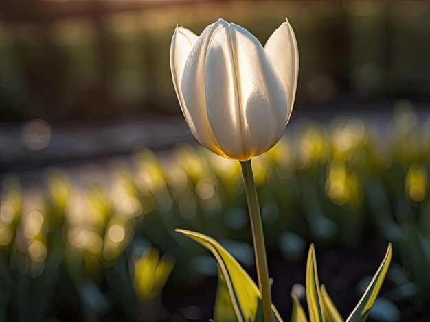 White tulip in the sunset