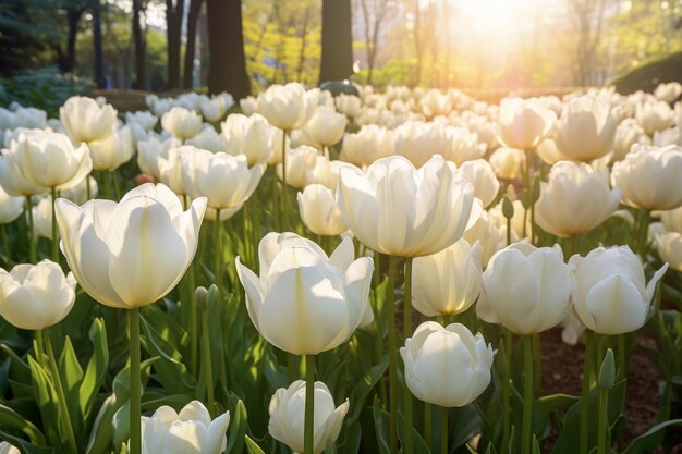 White tulips close up