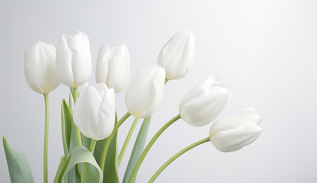 White tulips isolated on a white background