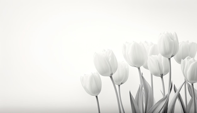 White tulips isolated on a white background