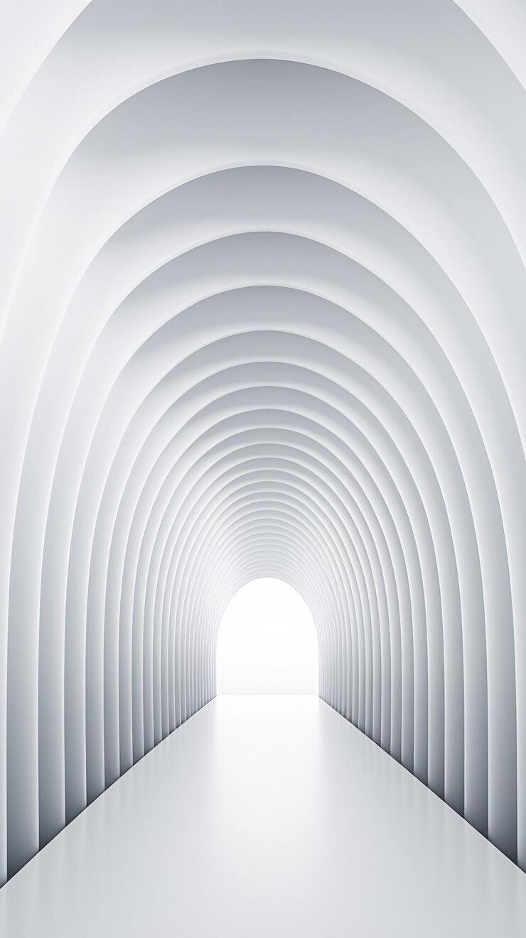 Photo a white tunnel with arches