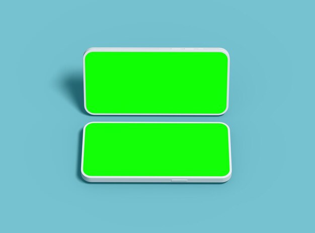 Photo white unbranded phones with green screen for uiux product showcase 3d render