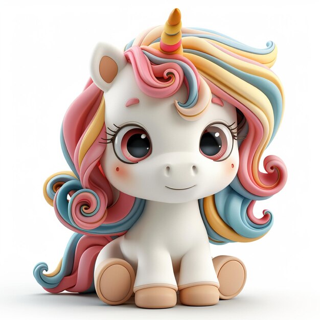 a white unicorn with rainbow hair and rainbow hair
