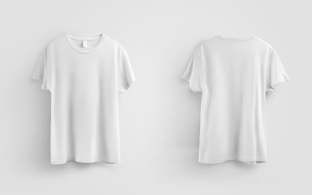 White universal tshirt template textile fashion clothes front and back views for design presentation Mockup of branded clothing isolated on background Casual apparel set for advertising