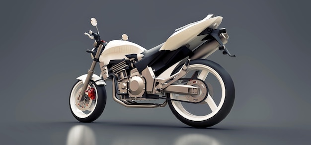White urban sport twoseater motorcycle on a gray background 3d illustration
