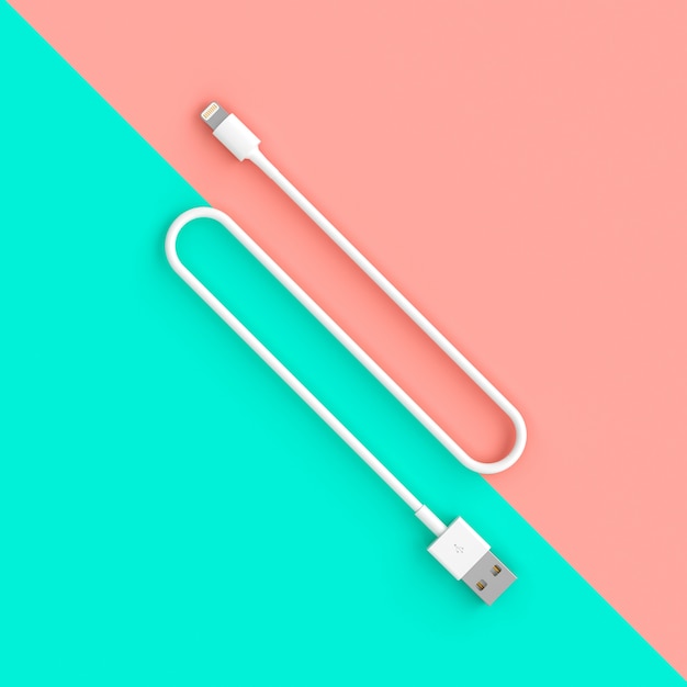 Photo white usb cable on two-color