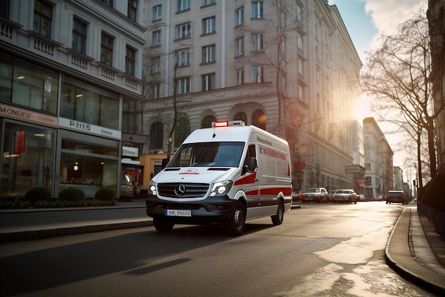 Foto un furgone bianco con la parola ambulanza sulla parte anteriore