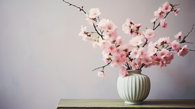 테이블 위에 분홍색 꽃으로 가득 찬  ⁇  꽃병