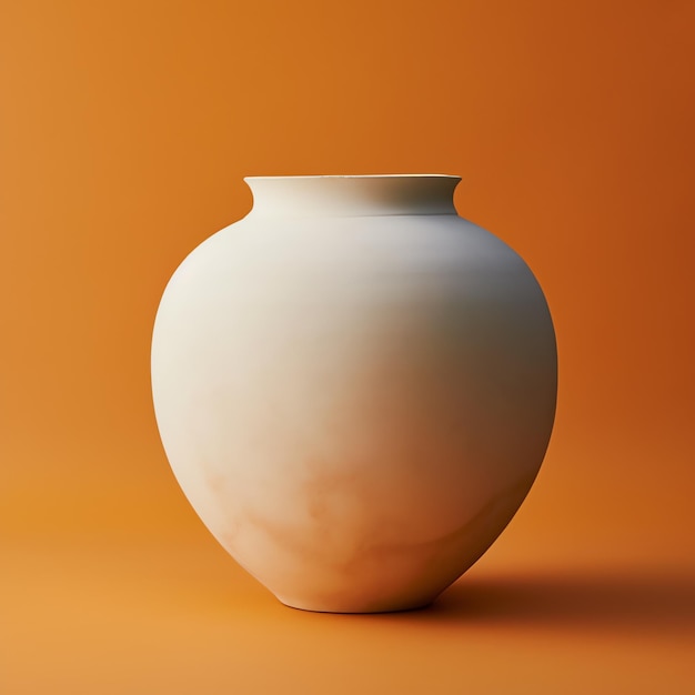 a white vase on an orange background