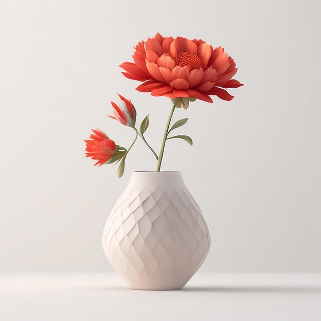 white vase and red soft flower