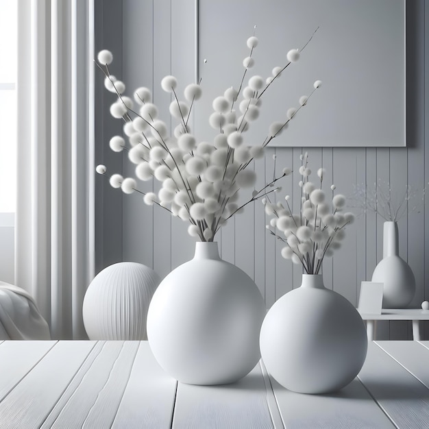 Фото Белая ваза с маргаритками на синем фоне 3d-рендер