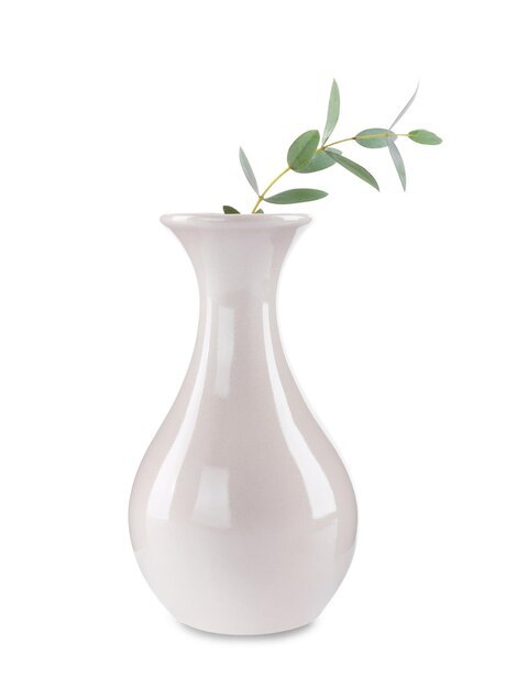 Photo white vase with flower isolated on white