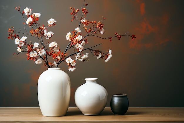 A white vase with a flower in it