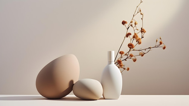 White Vase with Pebbles and Essential Oil Performed with Precision