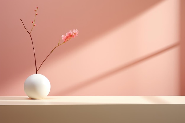 a white vase with a pink flower