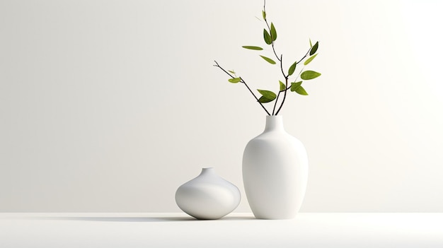 A white vase with a plant in it and a plant in it