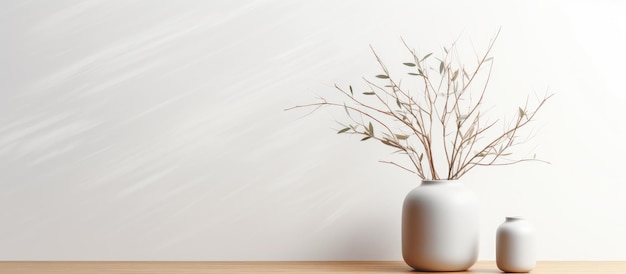 a white vase with a plant in it and a white background