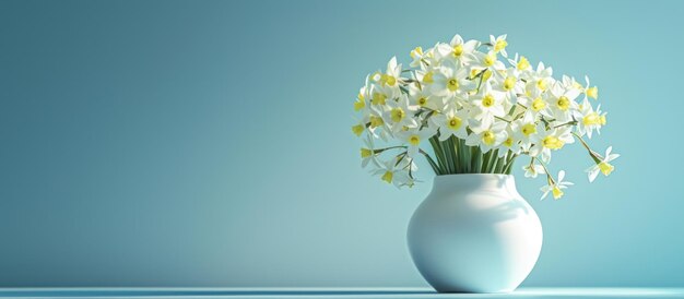 White Vase With White and Yellow Flowers