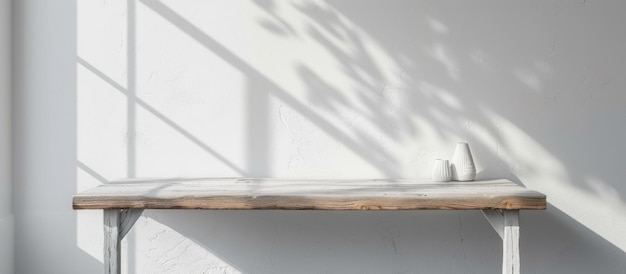 White Vase on Wooden Bench