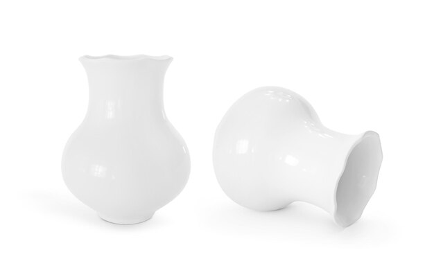 White vases isolated on white 3d render