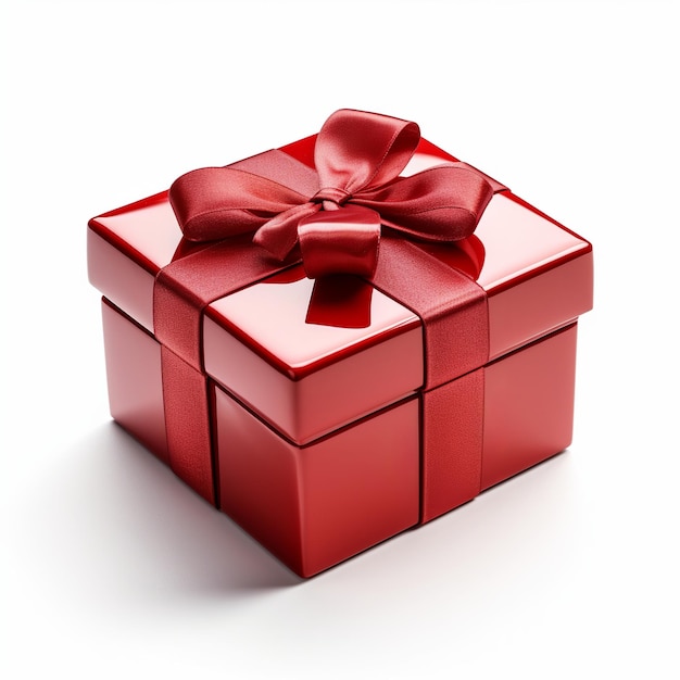 White vector giftbox Realistic gift box with the red satin bow isolated on background Generative Ai