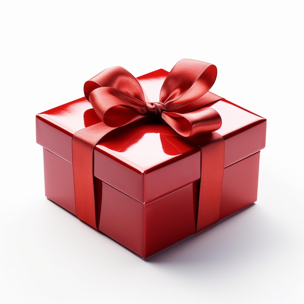 White vector giftbox Realistic gift box with the red satin bow isolated on background Generative Ai