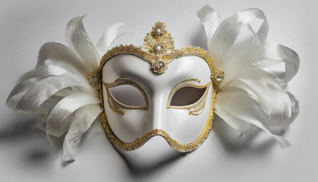 White Venetian carnival mask masquerade party outfit festive costume Mardi Gras celebration