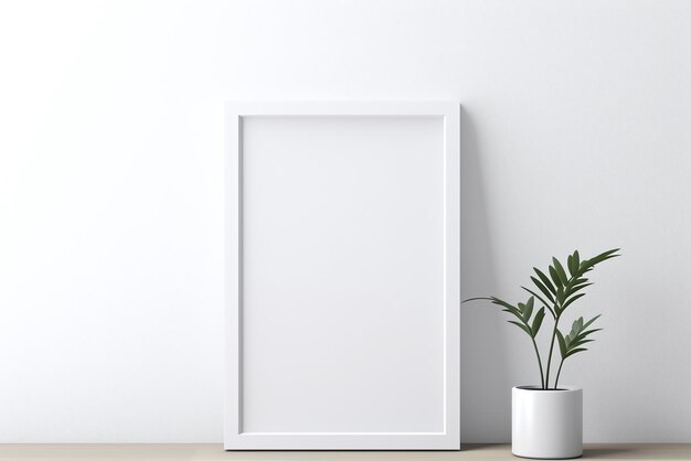 White vertical frame mockup on the wall