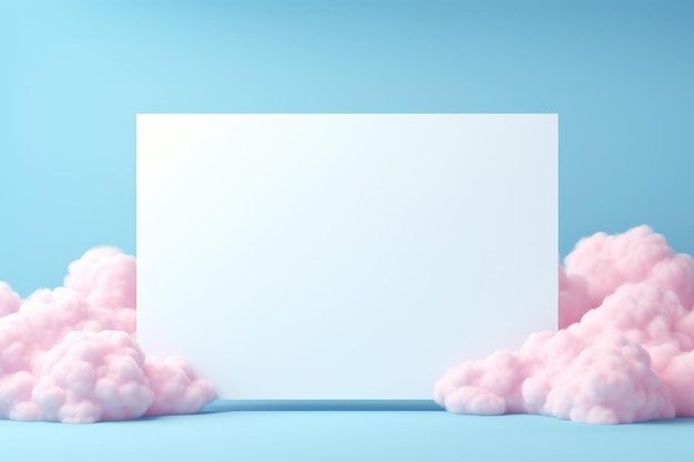 White vintage frame on pastel blue background ai generated