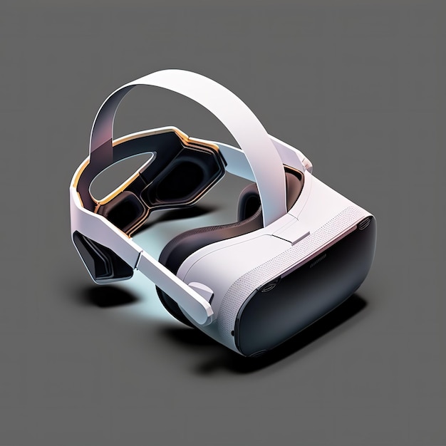 A white virtual reality headset with a black frame and a black frame.