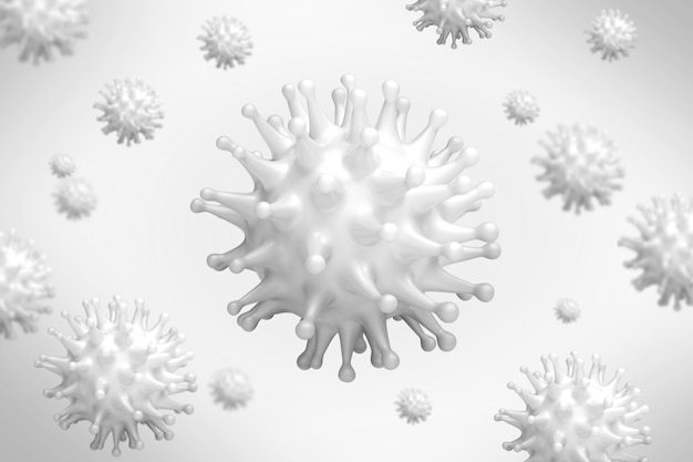 White virus bacteria cells 3d render background