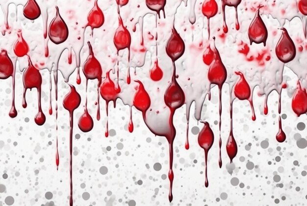 Photo white wall background with red watercolor drops generative ai