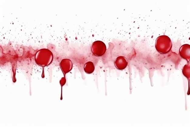 white wall background with red watercolor drops generative ai