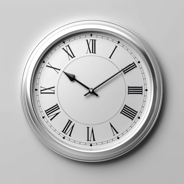 Photo a white wall clock on a gray background