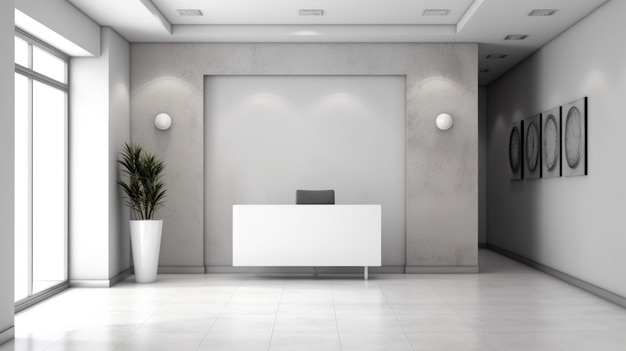 white wall in front of the company receptionist mock up background