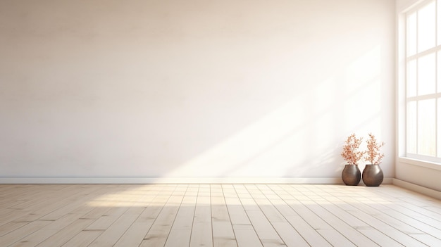 写真 白い壁に空の部屋に自然な日光を照らす