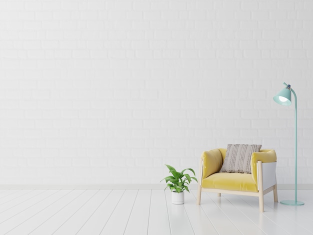 White wall with armchair in living room.