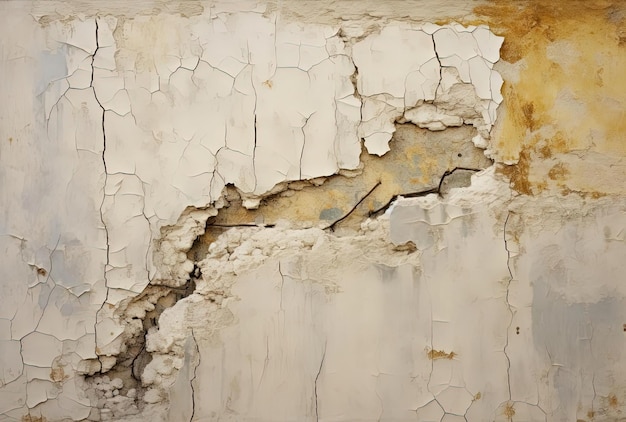 белая стена с трещинами и отверстиями в стиле натуралистических материалов