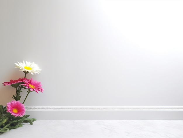 White wall with flower in the vase