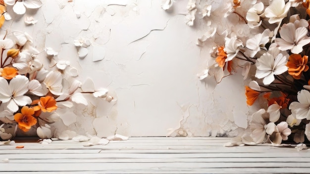 Photo white wall with flower