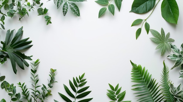 White wall with green leaves