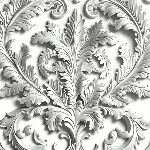 A white wall with a leaf pattern on it