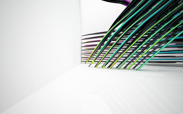 A white wall with a line of multicolored wires.