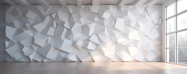 a white wall with many white cubes