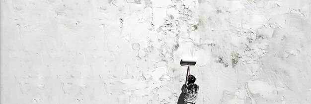 Photo a white wall with a paint brush on it