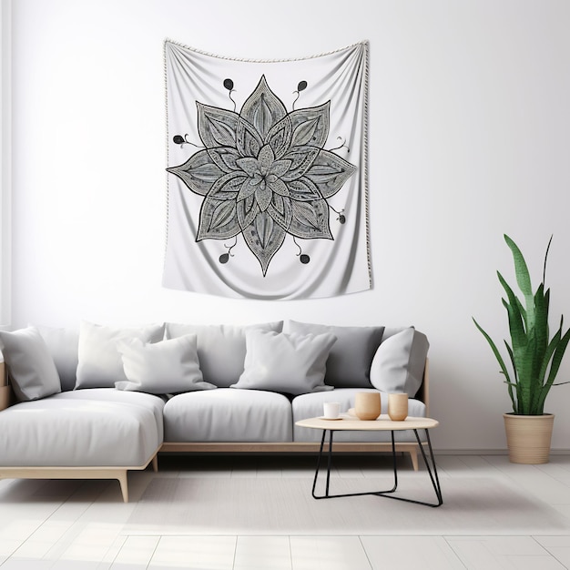 a white wall with a poster that says quot lotus quot on it