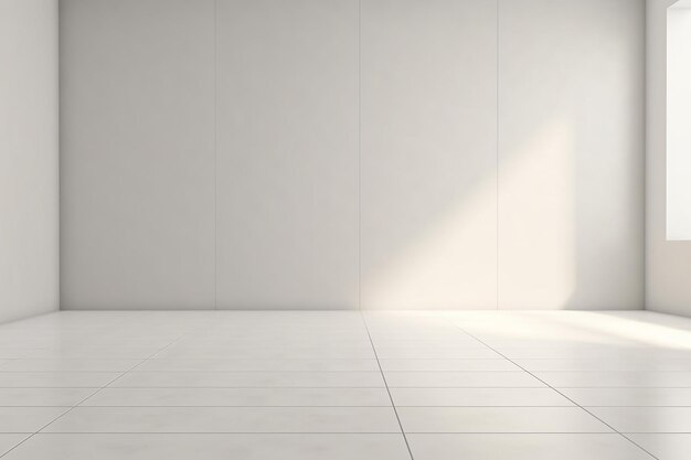 Photo a white wall with a white tile and a light shining on it