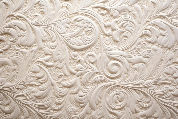 A white wallpaper with a design on it