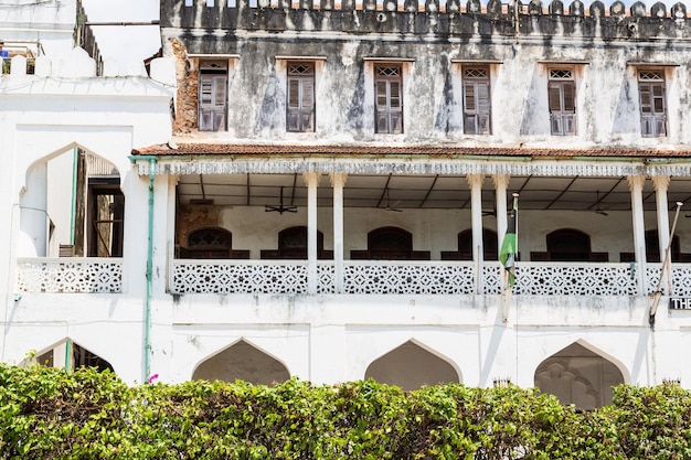 White walls of a colonial historic building in Stone Town Zanzibar Tanzania